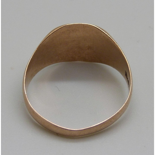 997 - A 9ct gold ring with inscription, 3.2g, R