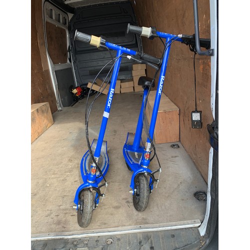 2307 - 2 Razor electric E100S electric scooters - one with charger - Police repossession