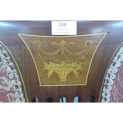 159 - An Edward VII inlaid mahogany and fabric upholstered three piece salon suite