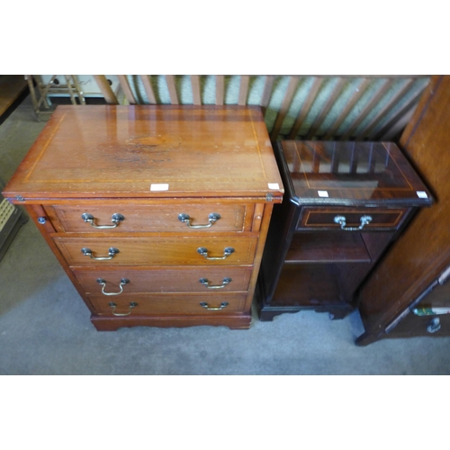 216 - An inlaid mahogany bachelors chest and a small inlaid mahogany single drawer side table