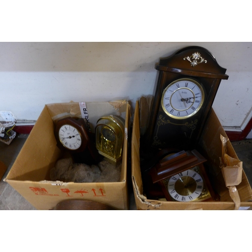 341 - Two boxes of assorted clocks