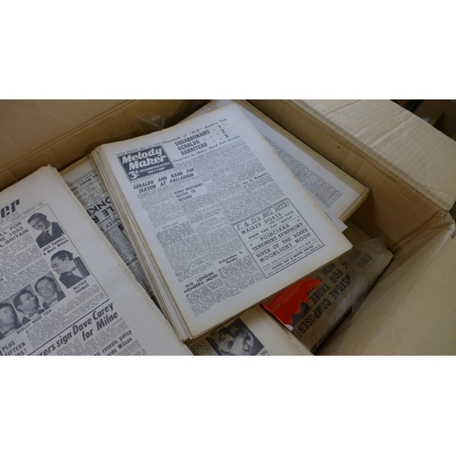 402 - Two boxes of 1930s/1940s small and large format Melody Maker magazines