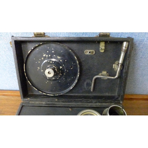 427 - A small Pathe gramophone in case