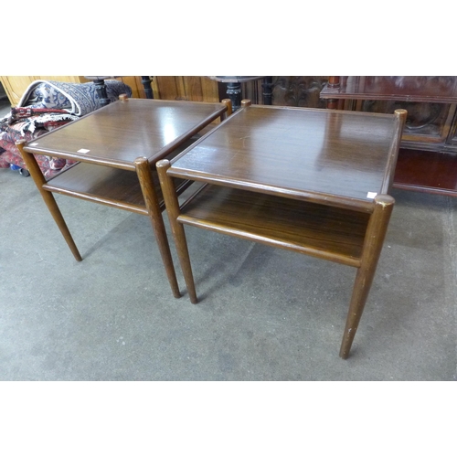 44 - A pair of elm and afromosia occasional tables