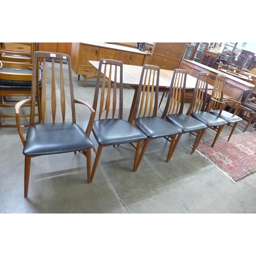 9 - A set of six Koefoeds Hornslet teak and black vinyl Eva chairs