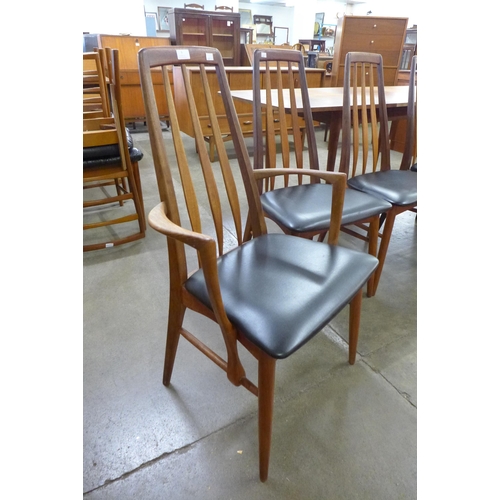 9 - A set of six Koefoeds Hornslet teak and black vinyl Eva chairs