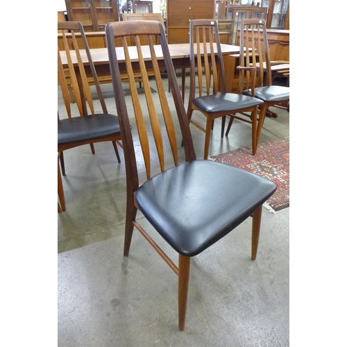 9 - A set of six Koefoeds Hornslet teak and black vinyl Eva chairs