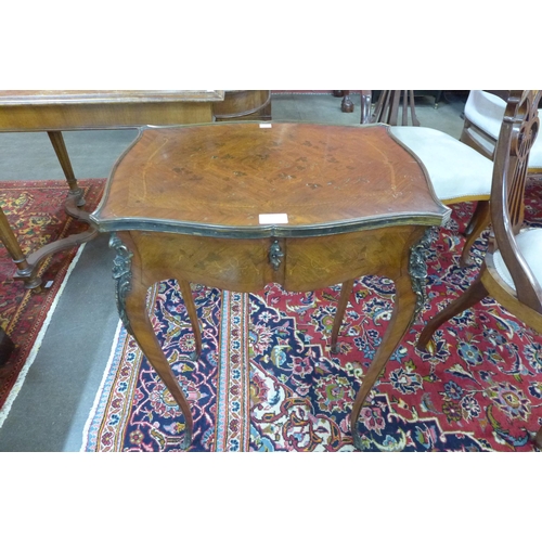 93 - A French Louis XV style marquetry inlaid rosewood and ormolu mounted single drawer gueridon table