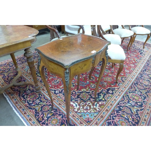 93 - A French Louis XV style marquetry inlaid rosewood and ormolu mounted single drawer gueridon table