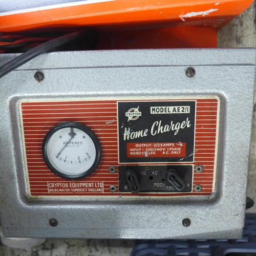 2117 - Vintage car parts: Boxed Micronta LED car clock, wing mirror, Crypton home charger, dashboard compon... 