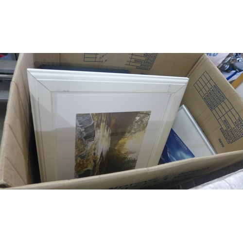 2157 - Approx 25 mixed prints in frames and a velour storage box