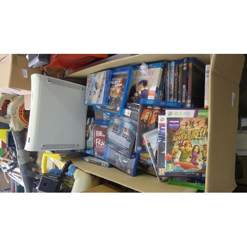 2161 - Gaming job lot: XBox consoles, PS consoles, PS2 XBox and WII games, controllers, gamer guns, headpho... 