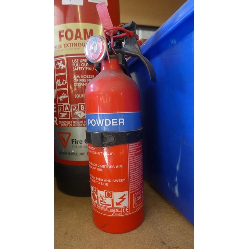 2163 - 2 Fire extinguishers; foam and small powder