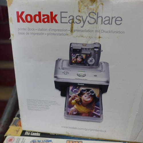 2216 - Kodak Easy Share photo printer with slide converter, a retro telephone and scarce boxed Casio FX9750... 