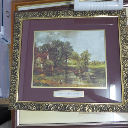 2274 - Approx. 8 framed prints including vintage style map of Derbyshire