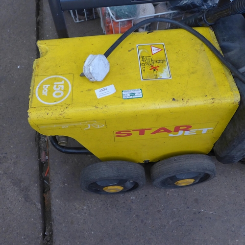 2300 - Star Jet 150 bar electric trolley jet washer with hose and lance on frame