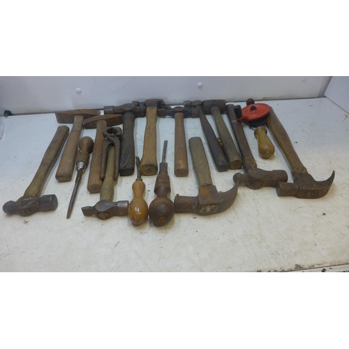 2010 - Approx. 20 assorted hammers