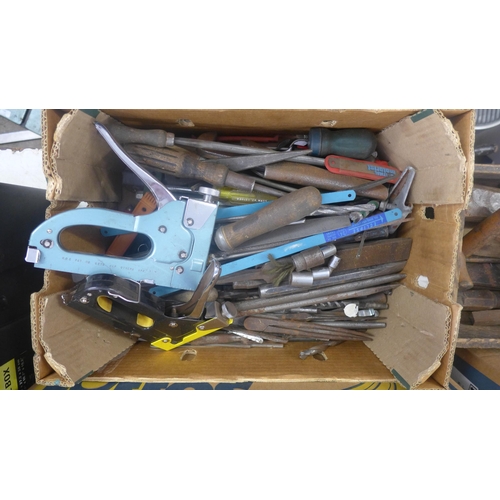 2018 - 2 Boxes of hand tools inc.  files, bolt cutter, sockets, drill bits, etc.