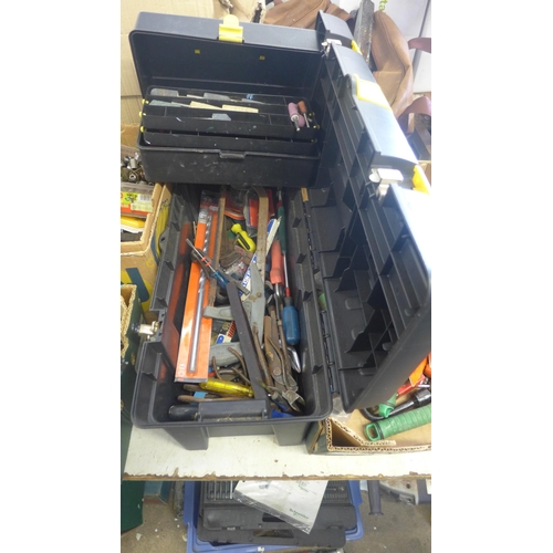 2021 - 2 Tool boxes of hand tools inc. saw, sanding bits, screwdrivers, etc.