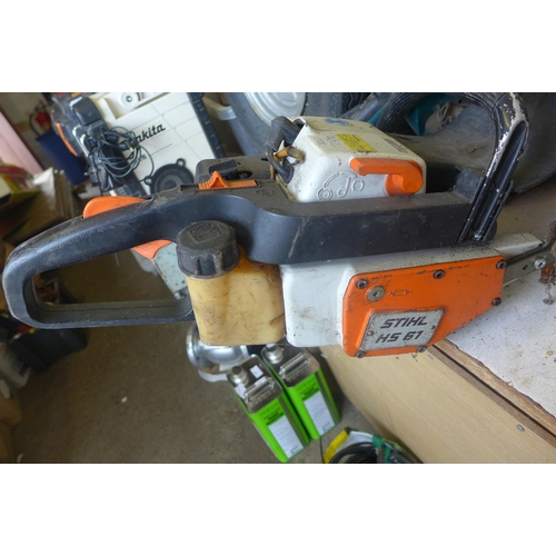 2044 - Makita petrol stone cutting saw with Stihl HS61 hedge cutter * this lot is subject to VAT