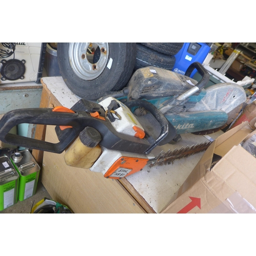 2044 - Makita petrol stone cutting saw with Stihl HS61 hedge cutter * this lot is subject to VAT