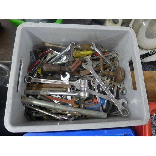 2088 - 3 Boxes of assorted hand tools inc. sockets, barb wire, spanners, etc.