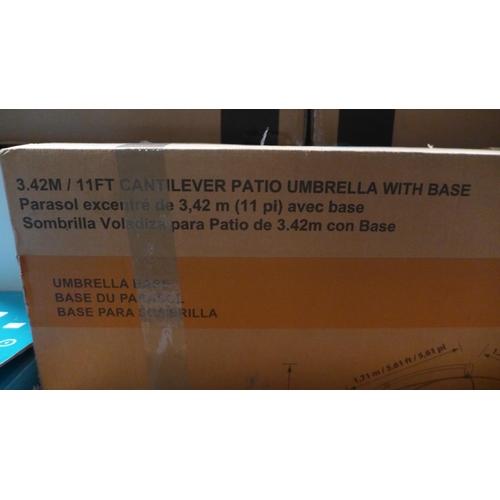 3268 - Activa 11Ft Indigo Cantilever Patio Umbrella with Base   (270Z - 47), Original RRP £416.66 + vat   *... 