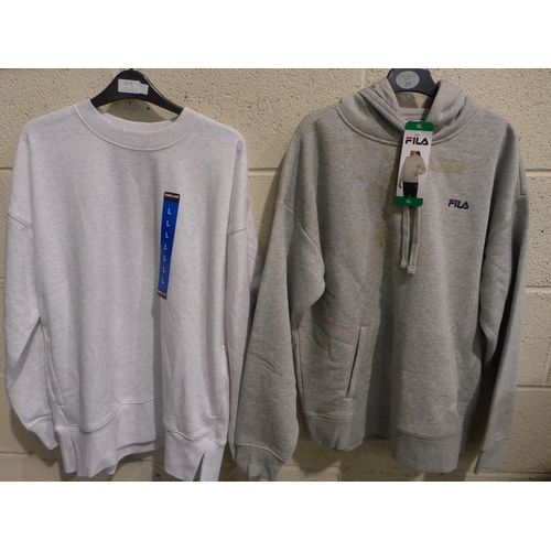 3276 - 2 Women's grey sweatshirts including Fila, mixed sizes * this lot is subject to VAT