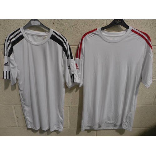 3277 - 2 Men's white Adidas T-shirts, both size large * this lot is subject to VAT