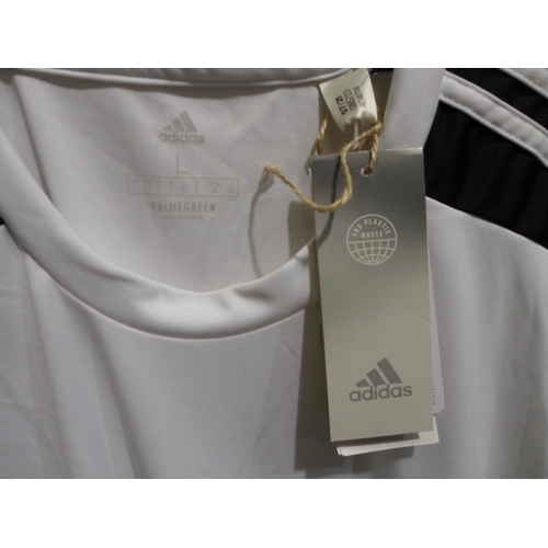 3277 - 2 Men's white Adidas T-shirts, both size large * this lot is subject to VAT