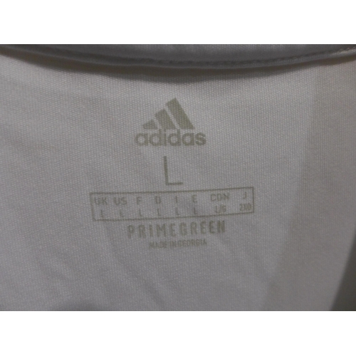 3277 - 2 Men's white Adidas T-shirts, both size large * this lot is subject to VAT