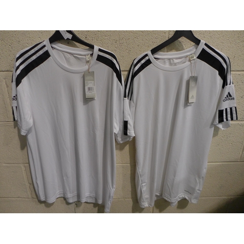 3278 - 2 Men's white Adidas T-shirts, one size L and one size XL * this lot is subject to VAT