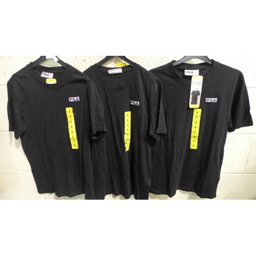 3281 - 3 Men's black Fila crew neck T-shirts, all size small * this lot is subject to VAT