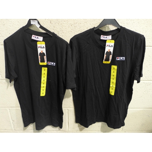 3282 - 2 Men's black Fila crew neck T-shirts, all size small * this lot is subject to VAT