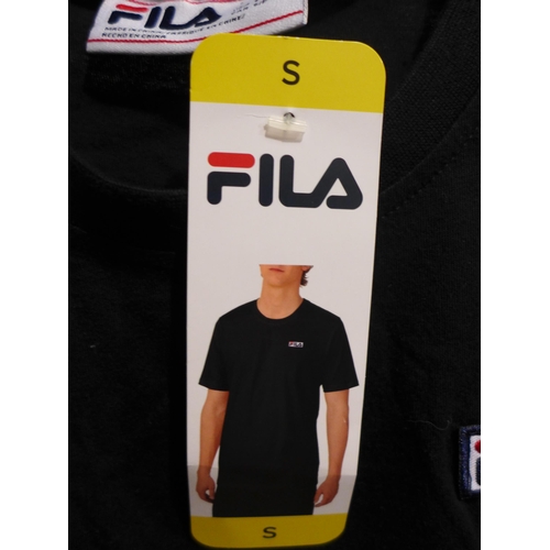 3282 - 2 Men's black Fila crew neck T-shirts, all size small * this lot is subject to VAT