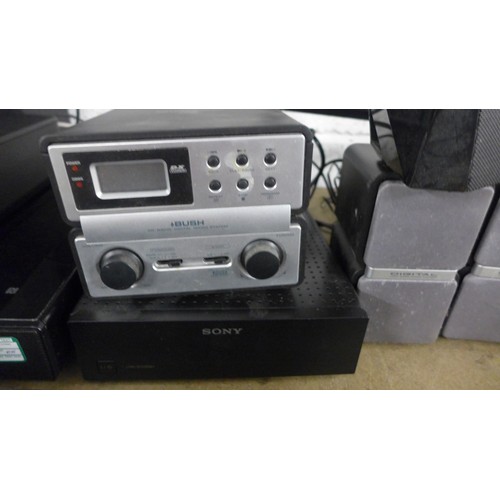 2233 - A Bush CD radio micro system and Sony surround amp, TA-SA700WR with surround speaker