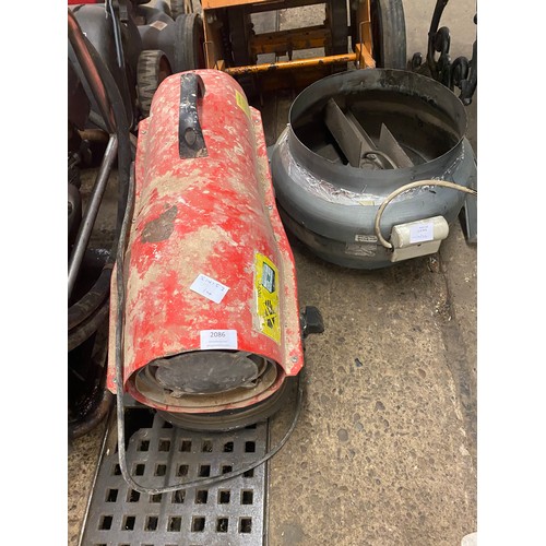 2086 - 240v/petrol workshop heater with 240v duct fan * this lot is subject to VAT