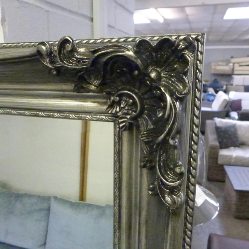 1380 - A large Juliette French style mirror in antique silver, 180 x 90cms (PMR00399)   (Slight damage)