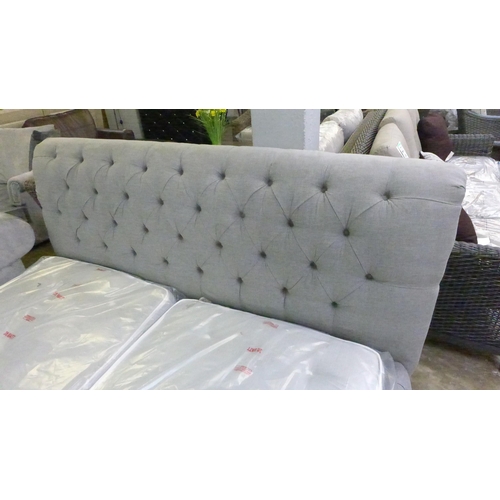 1406 - A grey upholstered super king bedframe