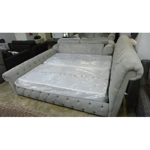 1406 - A grey upholstered super king bedframe