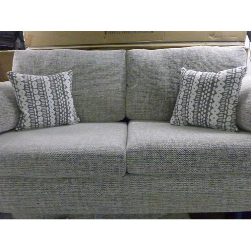 1413 - A Whisper grey upholstered three seater and two seater sofa with footstool * this lot is subject to ... 