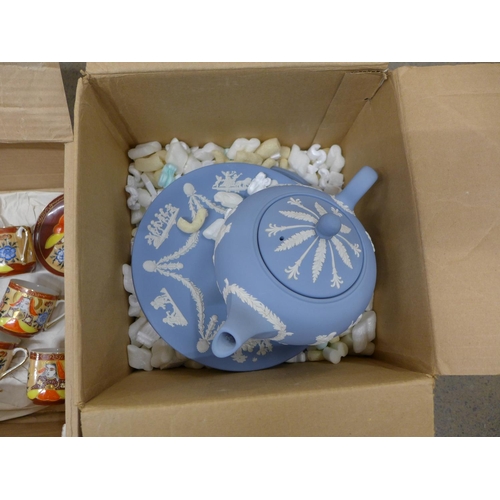 1039 - A collection of Wedgwood Jasperware and a Japanese Satsuma tea set **PLEASE NOTE THIS LOT IS NOT ELI... 