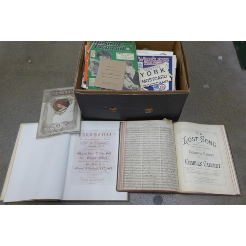 1042 - A box of music and dance hall publications, Wireless and Gramophone Trader, Tetlows Record Guides, T... 