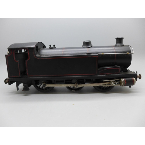 651 - A pre-war Bassett-Lowke 0 gauge clockwork model 0-6-0 tank locomotive (repainted)