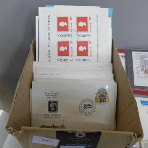 684 - Stamps; a box of covers relating to stamp exhibitions, (mainly British)