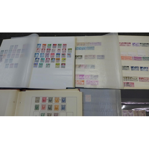 722 - Nine albums of stamps, Luxembourg, Spain, Iceland, Belgium, one mint Isle of Man album, Austria, som... 