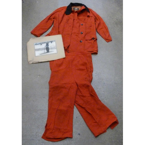 810 - A 1920's ski-suit and accompanying photograph