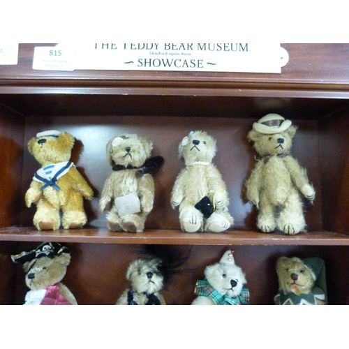 815 - A set of twelve Danbury Mint The Teddy Bear Museum Teddy Bears with display rack and a collection of... 