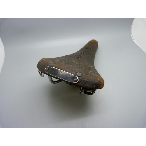 823 - A vintage Brooks leather bicycle saddle