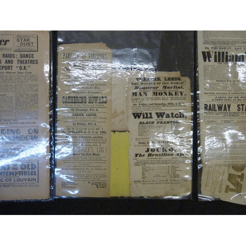 828 - Two folders of 19th Century theatre bills, approximately 15, 1830's and 1840's plus 1930's/40's Melo... 